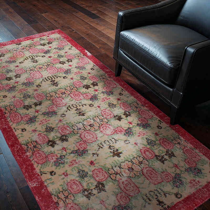 Alfombra Vintage Turca Anudada a Mano - 110 cm x 210 cm - K0076664