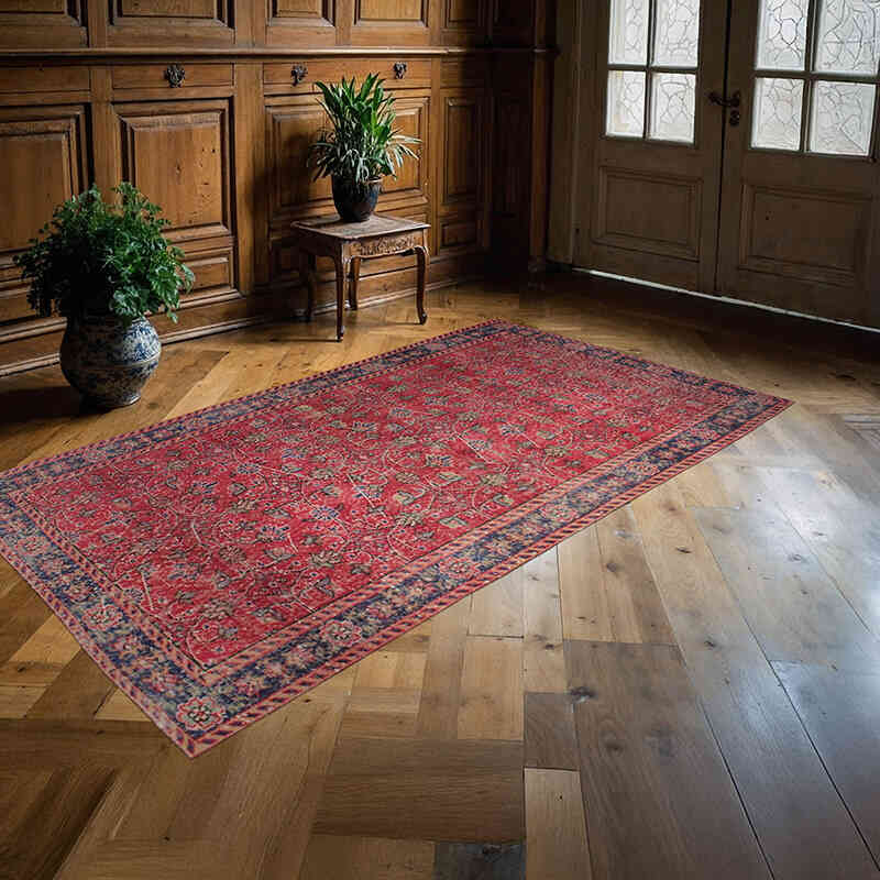 Alfombra Vintage Turca Anudada a Mano - 132 cm x 241 cm - K0076703
