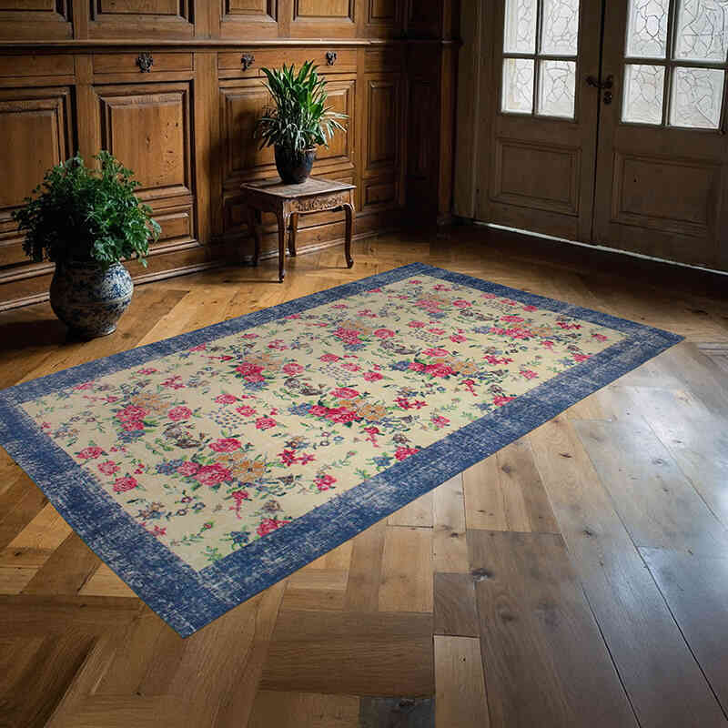 Alfombra Vintage Turca Anudada a Mano - 145 cm x 247 cm - K0076710