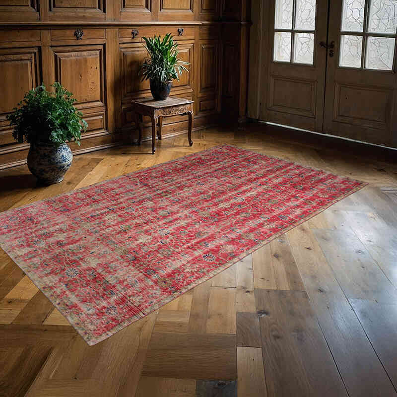 Alfombra Vintage Turca Anudada a Mano - 127 cm x 230 cm - K0076711
