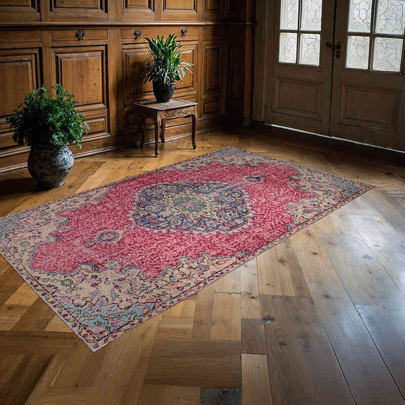 Alfombra Vintage Turca Anudada a Mano - 137 cm x 242 cm - K0076712