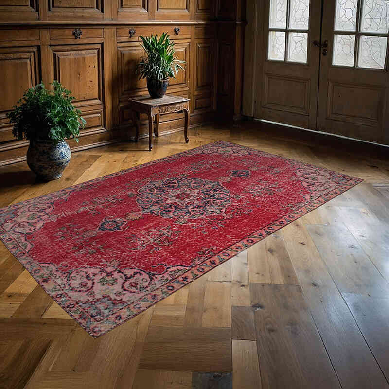 Alfombra Vintage Turca Anudada a Mano - 132 cm x 226 cm - K0076726