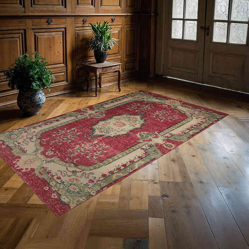 Alfombra Vintage Turca Anudada a Mano - 142 cm x 250 cm - K0076733