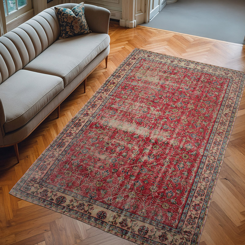 Alfombra Vintage Turca Anudada a Mano - 174 cm x 286 cm - K0076772