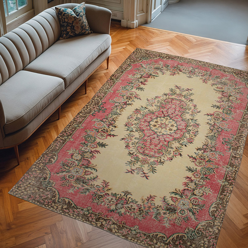Alfombra Vintage Turca Anudada a Mano - 177 cm x 280 cm - K0076790