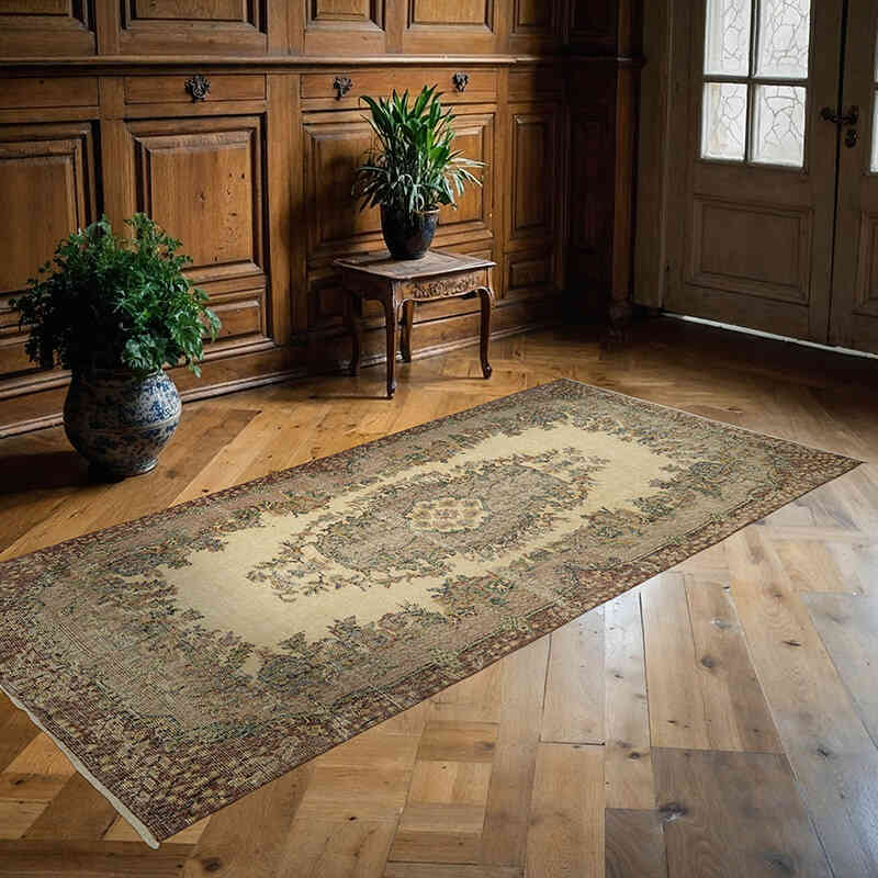 Alfombra Vintage Turca Anudada a Mano - 110 cm x 231 cm - K0076795