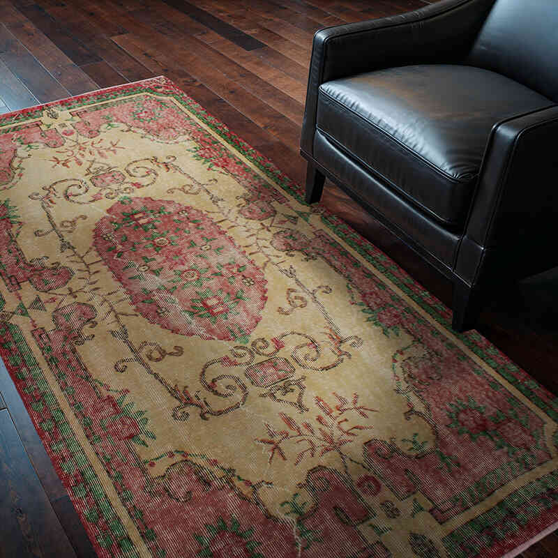 Alfombra Vintage Turca Anudada a Mano - 115 cm x 206 cm - K0076819