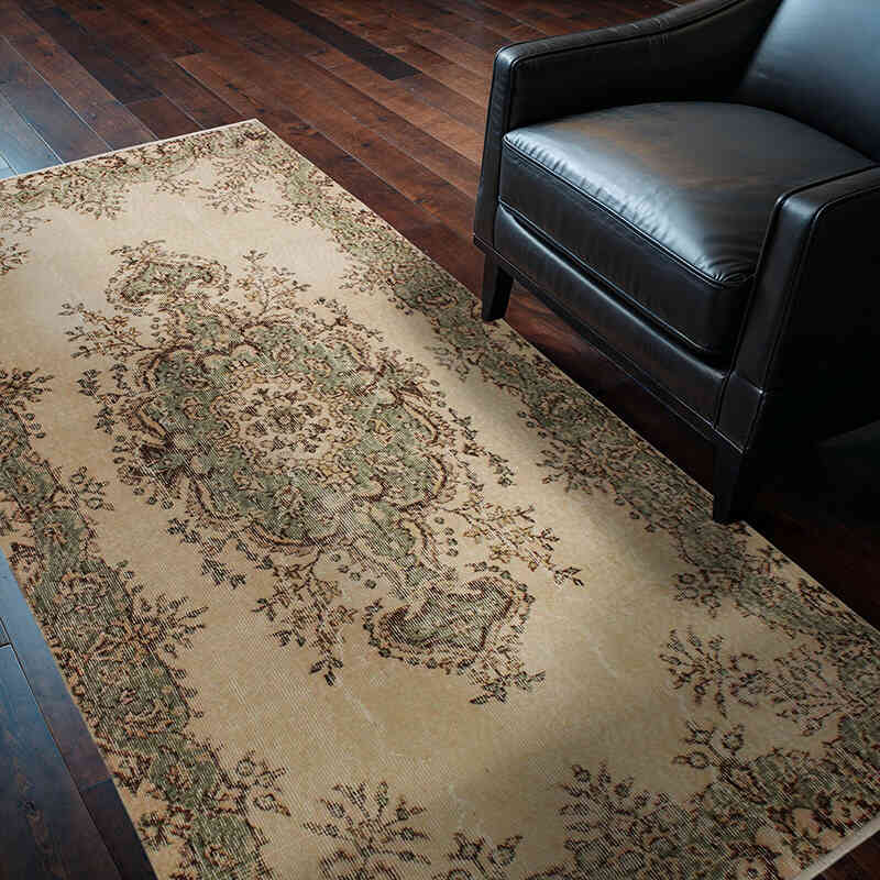 Alfombra Vintage Turca Anudada a Mano - 112 cm x 208 cm - K0076821