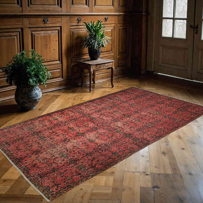 Alfombra Vintage Turca Anudada a Mano - 120 cm x 222 cm - K0076855