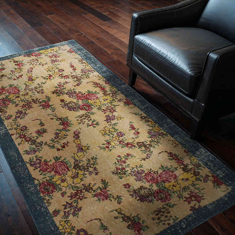 Alfombra Vintage Turca Anudada a Mano - 114 cm x 192 cm - K0076875