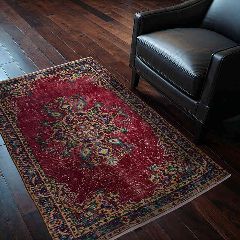 Alfombra Vintage Turca Anudada a Mano - 102 cm x 160 cm - K0076895