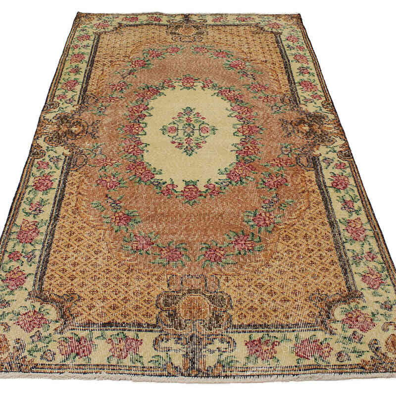 Alfombra Vintage Turca Anudada a Mano - 112 cm x 210 cm - K0076904