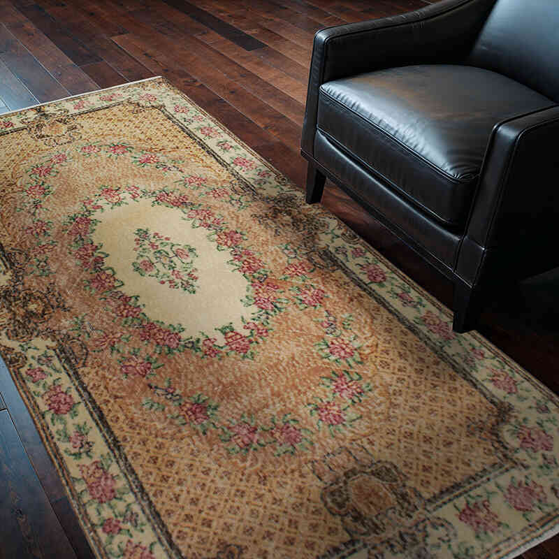 Alfombra Vintage Turca Anudada a Mano - 112 cm x 210 cm - K0076904