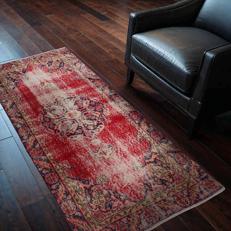 Vintage Turkish Hand-Knotted Rug - 2' 10" x 6'  (34" x 72") - K0076906