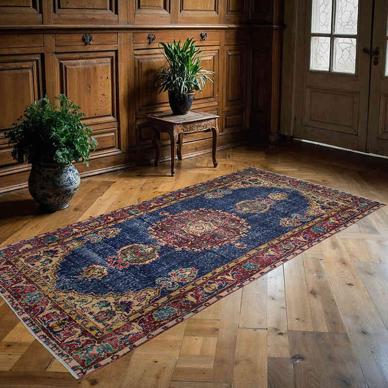 Alfombra Vintage Turca Anudada a Mano - 110 cm x 223 cm - K0076913