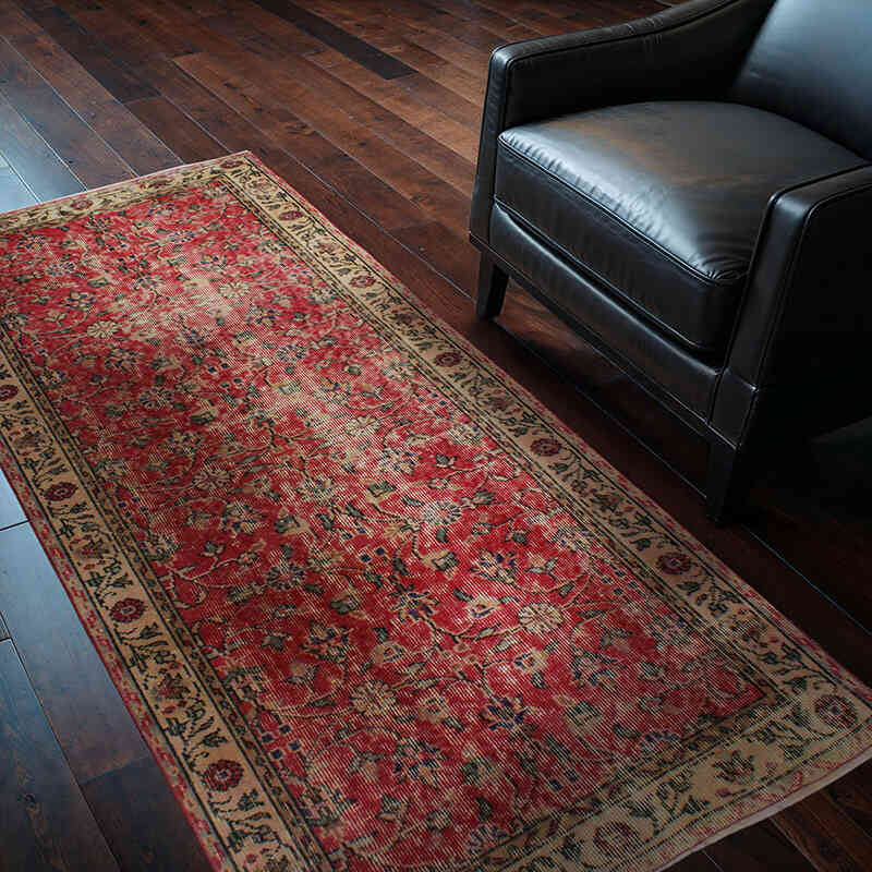 Alfombra Vintage Turca Anudada a Mano - 103 cm x 196 cm - K0076925