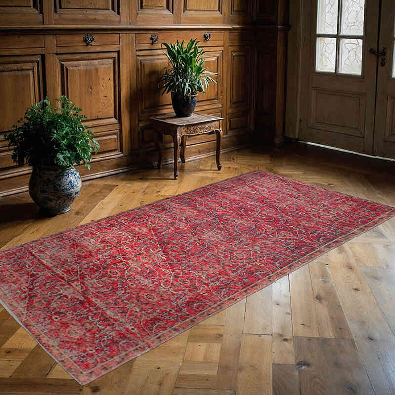 Vintage Turkish Hand-Knotted Rug - 3' 8" x 7' 3" (44" x 87") - K0076936