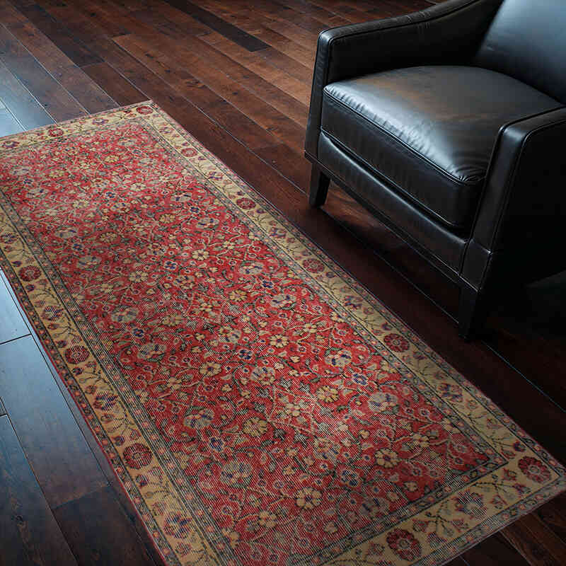 Alfombra Vintage Turca Anudada a Mano - 93 cm x 202 cm - K0076965