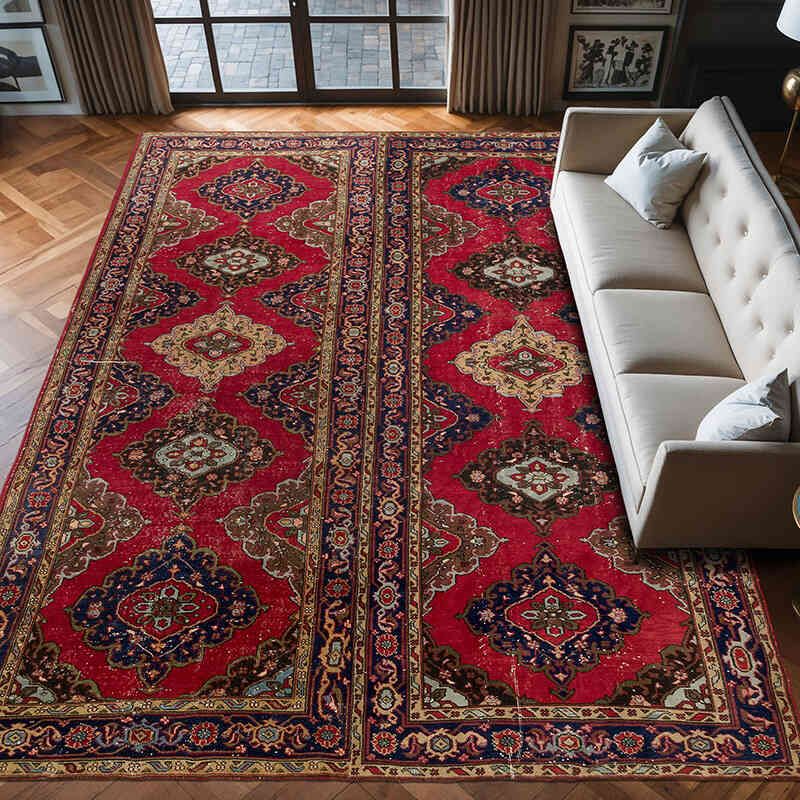 Vintage Turkish Hand-Knotted Rug - 9' 5" x 13' 5" (113" x 161") - K0076982