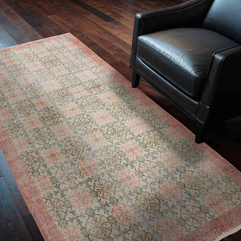 Alfombra Vintage Turca Anudada a Mano - 113 cm x 211 cm - K0077005