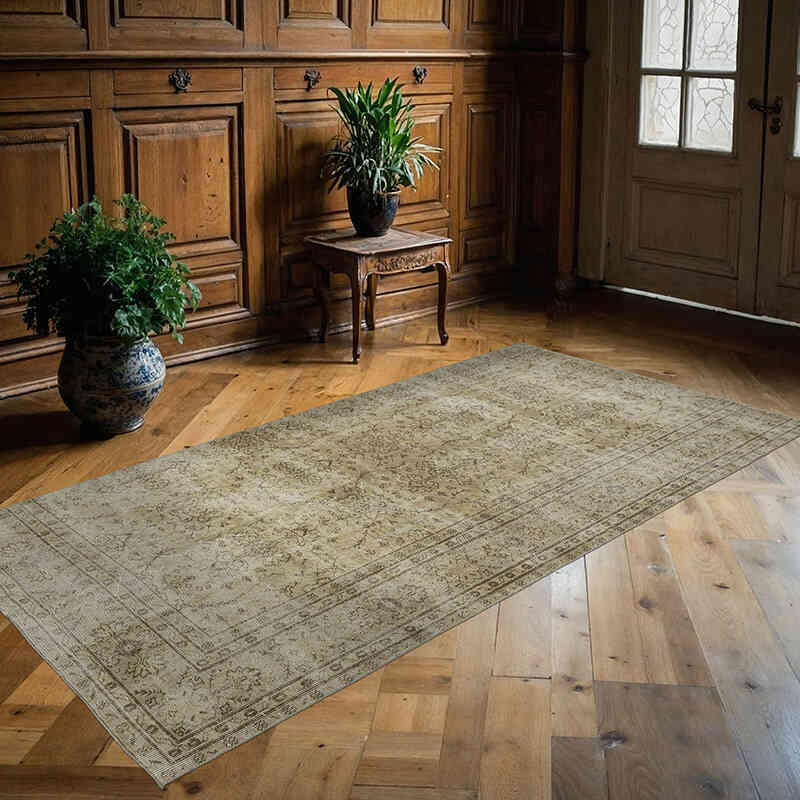 Alfombra Vintage Turca Anudada a Mano - 116 cm x 228 cm - K0077014