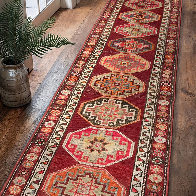 Alfombra Vintage de pasillo - 90 cm x 337 cm - K0077041