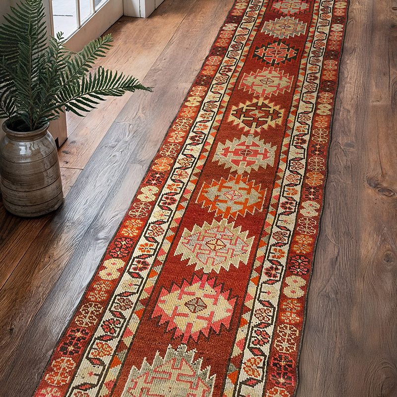 Alfombra Vintage de pasillo - 74 cm x 393 cm - K0077048