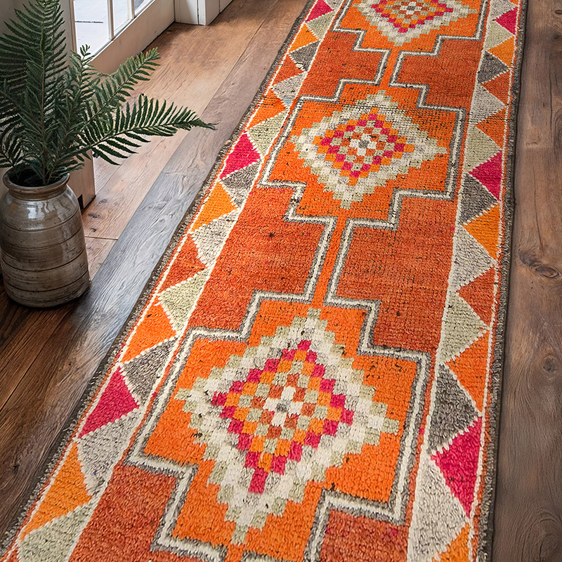 Alfombra Vintage de pasillo - 92 cm x 331 cm - K0077054
