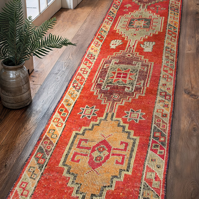 Vintage Tribal Runner Rug - 3' 2" x 12' 8" (38" x 152") - K0077061
