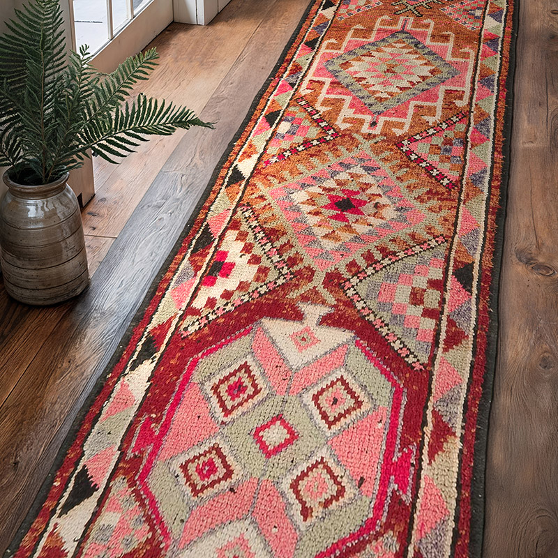 Vintage Tribal Runner Rug - 3' 1" x 11' 6" (37" x 138") - K0077066