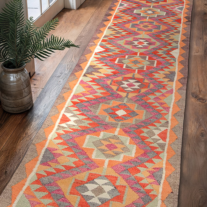 Vintage Tribal Kilim Runner - 2' 9" x 10' 5" (33" x 125") - K0077074