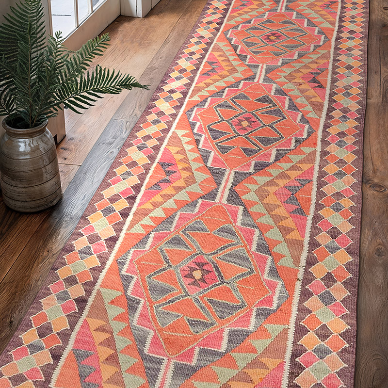 Vintage Tribal Kilim Runner - 3' 1" x 10' 6" (37" x 126") - K0077085