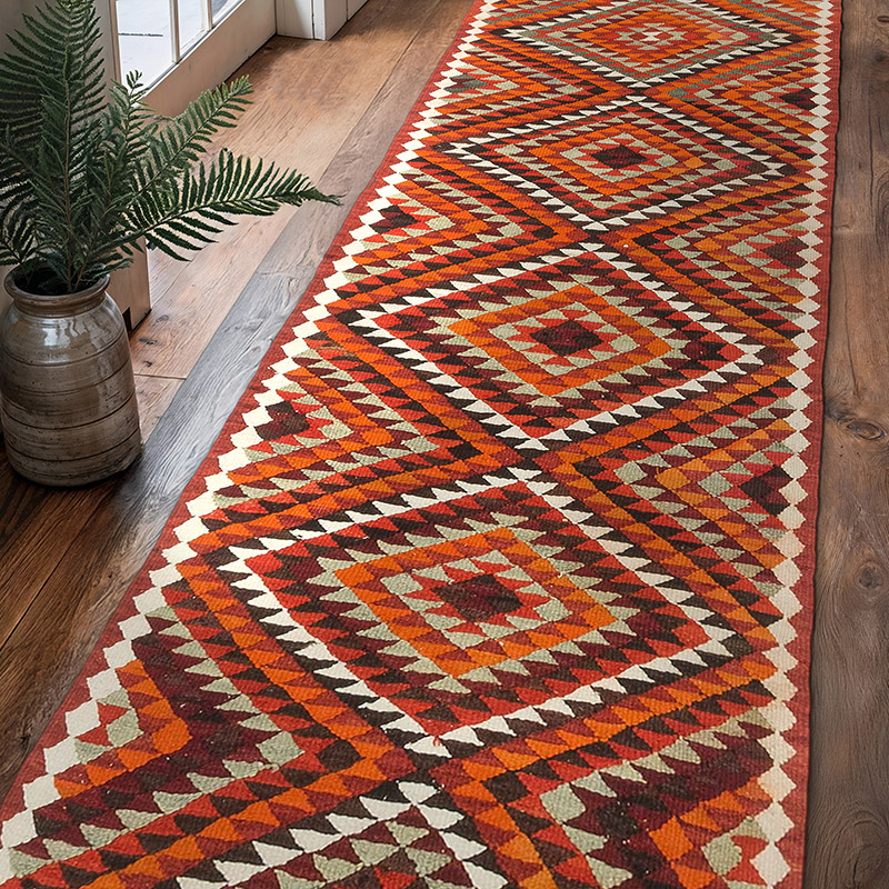 Vintage Tribal Kilim Runner - 2' 11" x 10' 2" (35" x 122") - K0077087
