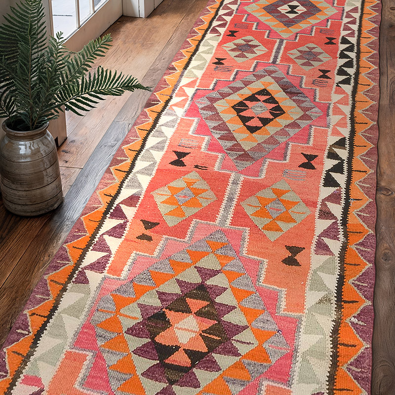 Alfombra Kilim Tribal Vintage - 100 cm x 317 cm - K0077089
