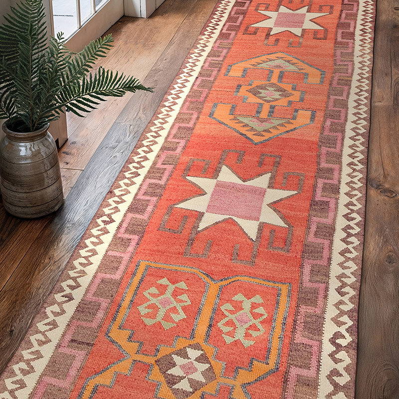 Alfombra Kilim Tribal Vintage - 100 cm x 356 cm - K0077096