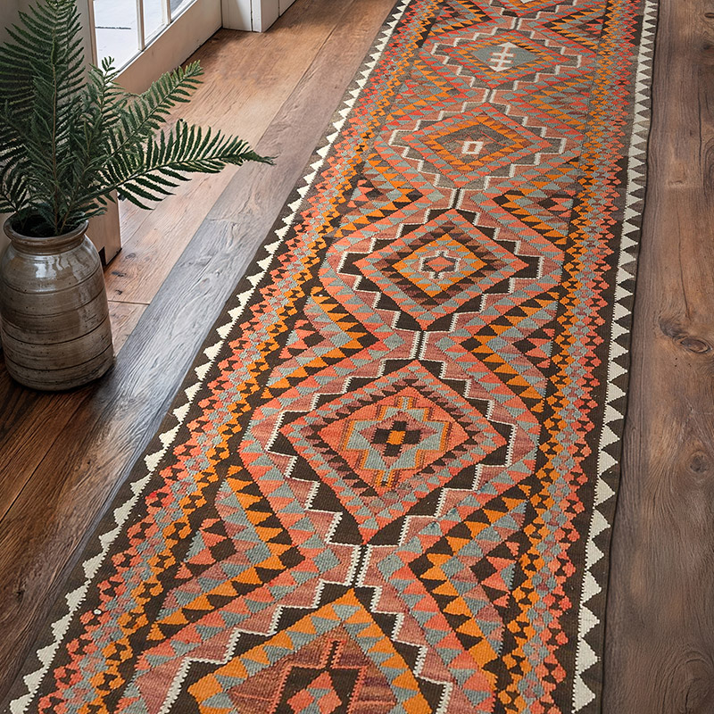 Vintage Tribal Kilim Runner - 2' 9" x 10' 10" (33" x 130") - K0077100