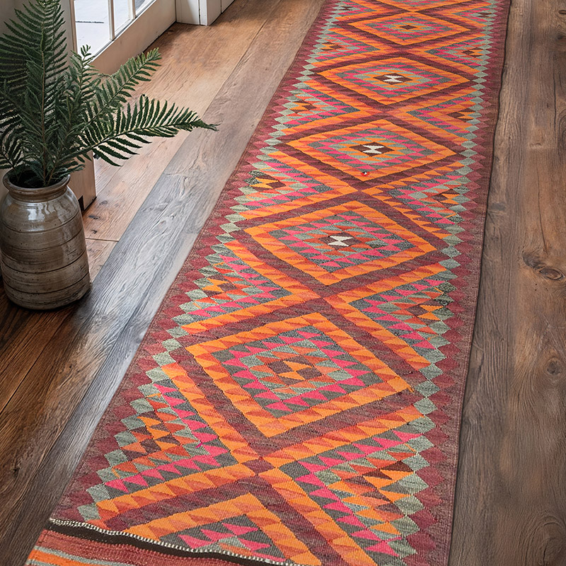 Vintage Tribal Kilim Runner - 2' 9" x 11' 2" (33" x 134") - K0077116
