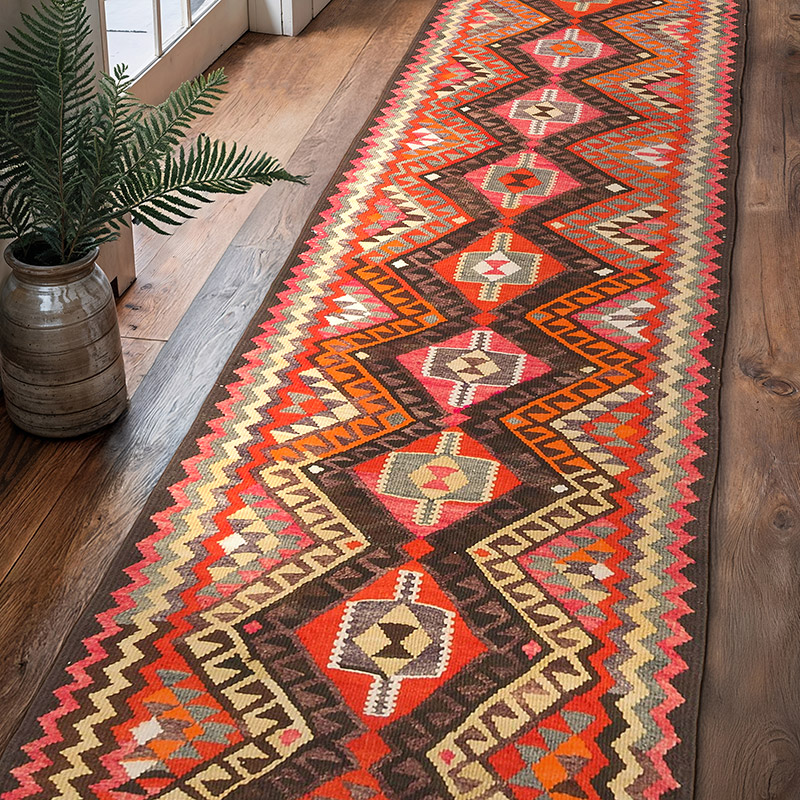 Vintage Tribal Kilim Runner - 2' 9" x 10' 1" (33" x 121") - K0077117