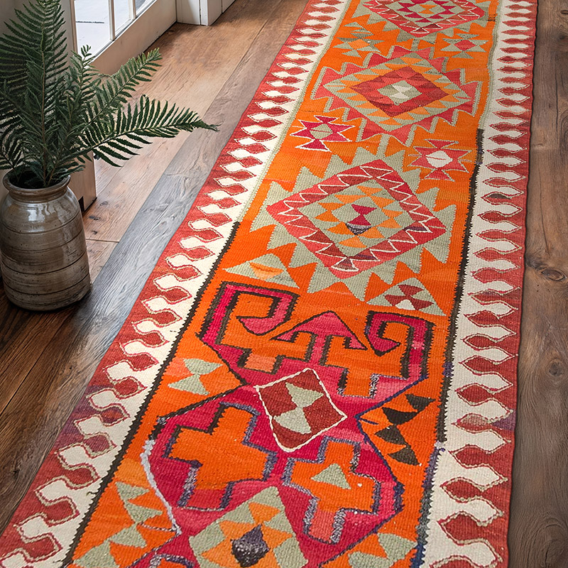 Vintage Anadolu Kilim Yolluk - 93 cm x 323 cm - K0077124