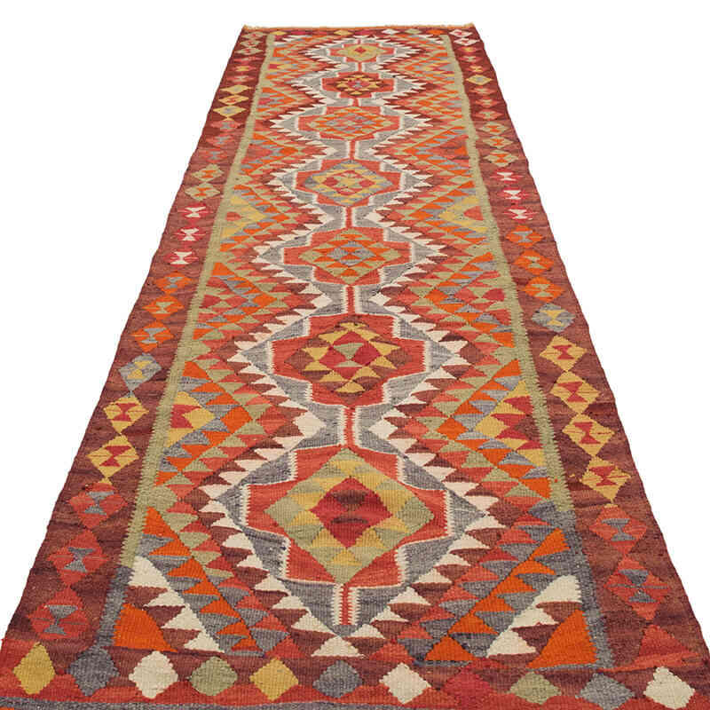 Vintage Tribal Kilim Runner - 3' 3" x 11' 7" (39" x 139") - K0077127