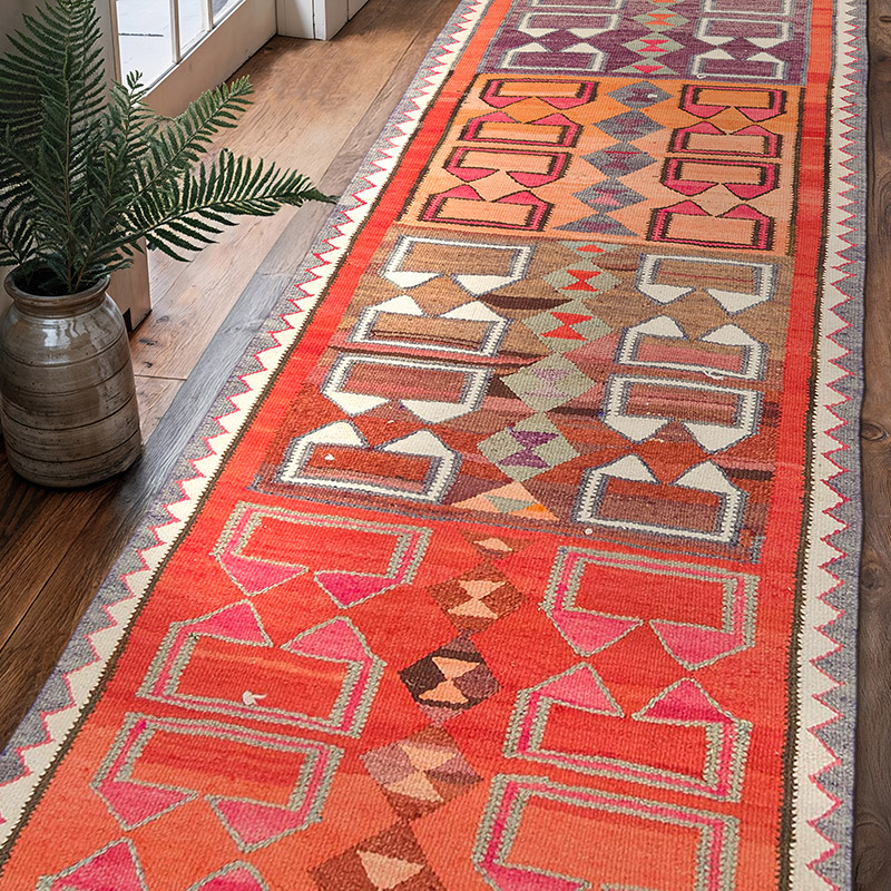 Alfombra Kilim Tribal Vintage - 100 cm x 301 cm - K0077133