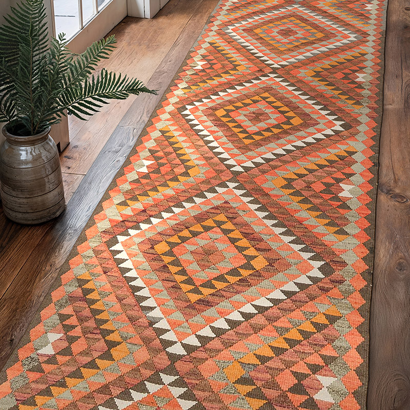 Alfombra Kilim Tribal Vintage - 88 cm x 310 cm - K0077134