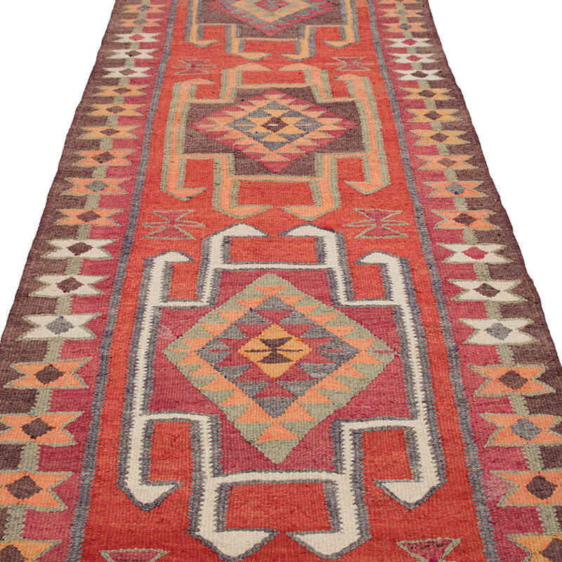 Vintage Tribal Kilim Runner - 3' 4" x 13' 6" (40" x 162") - K0077137