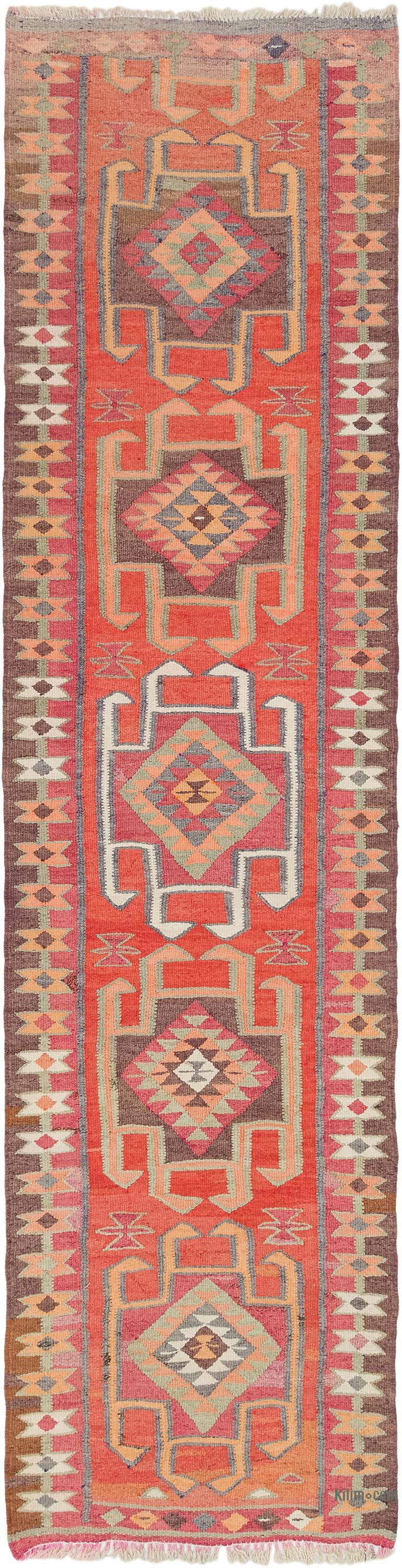 Vintage Tribal Kilim Runner - 3' 4" x 13' 6" (40" x 162") - K0077137