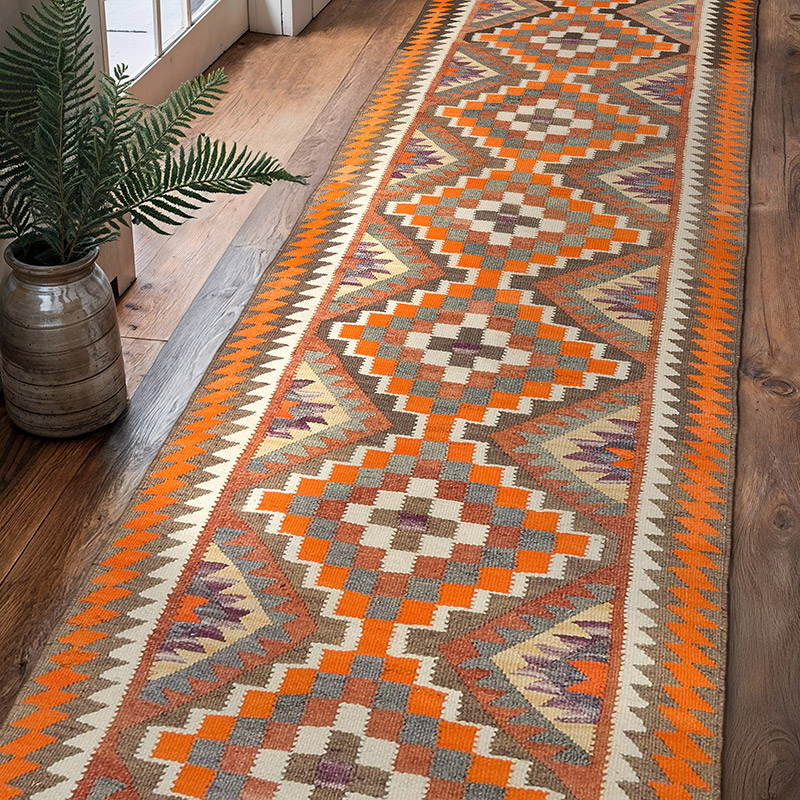 Alfombra Kilim Tribal Vintage - 90 cm x 315 cm - K0077141