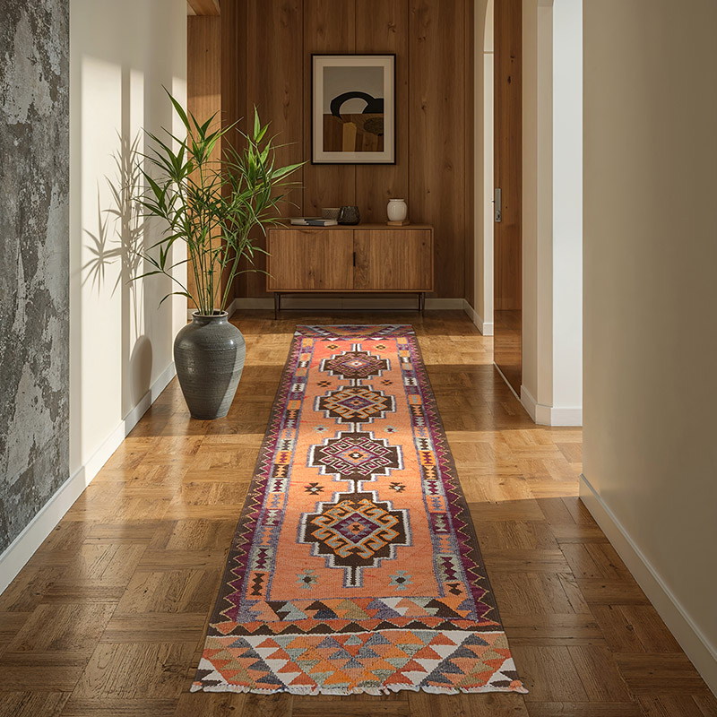 Alfombra Kilim Tribal Vintage - 91 cm x 266 cm - K0077145