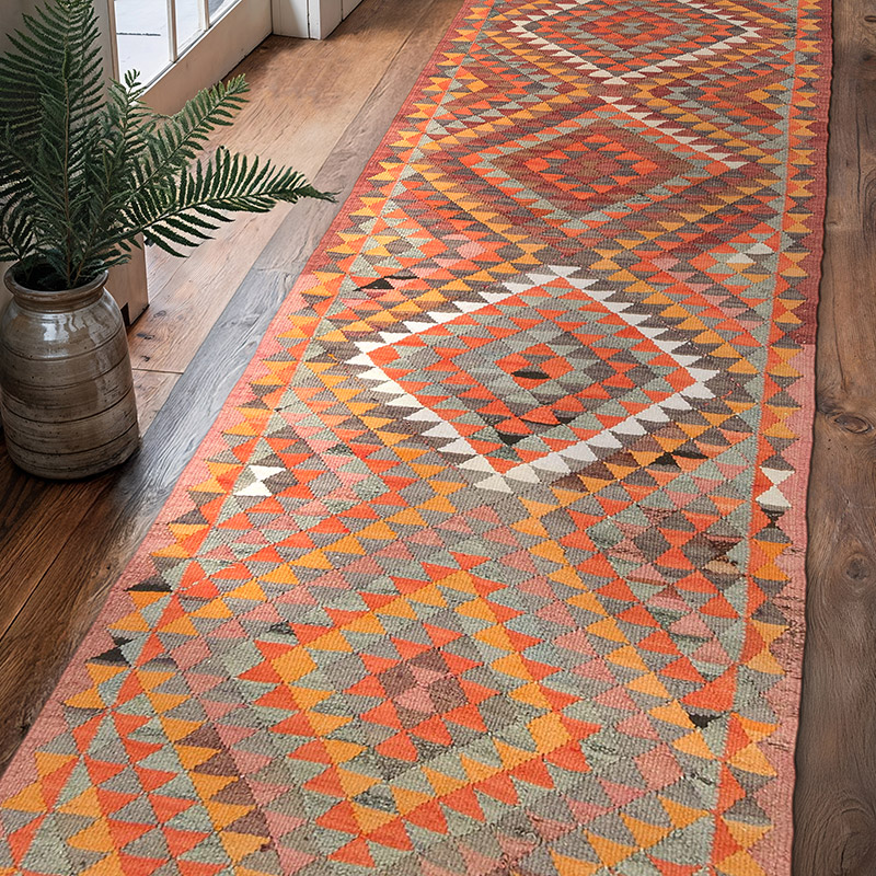 Vintage Tribal Kilim Runner - 2' 11" x 10' 4" (35" x 124") - K0077147