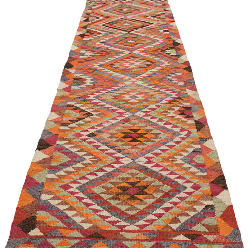 Vintage Tribal Kilim Runner - 2' 9" x 10' 10" (33" x 130") - K0077156