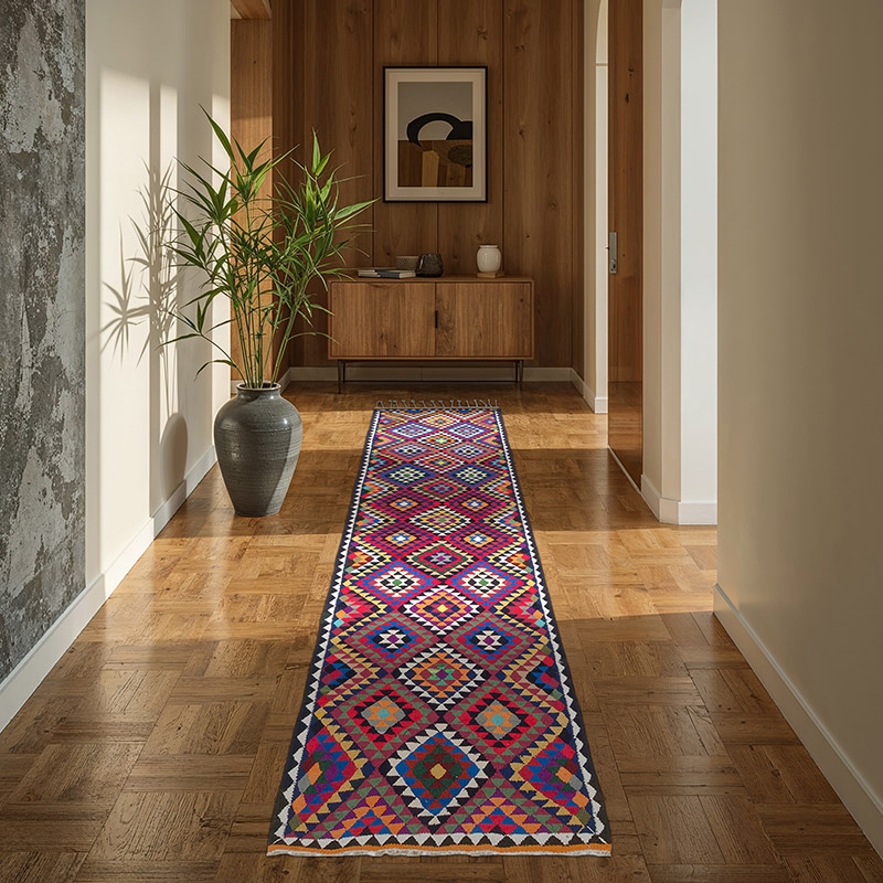 Alfombra Kilim Tribal Vintage - 85 cm x 285 cm - K0077160