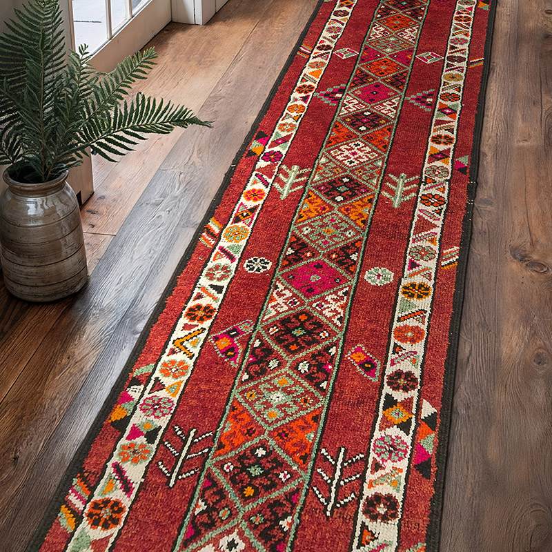 Vintage Tribal Runner Rug - 2' 11" x 13' 3" (35" x 159") - K0077170